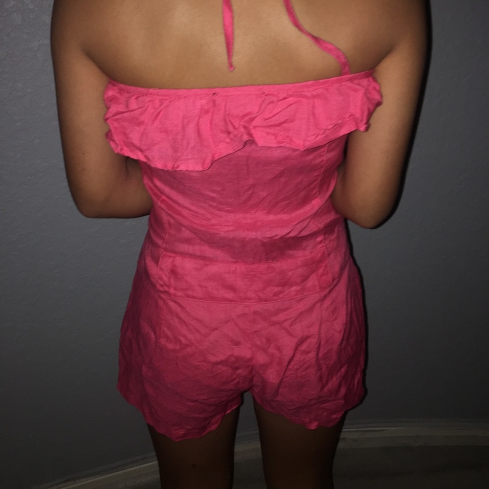 SALMON HALTER NECK HALTER TOP ROMPER